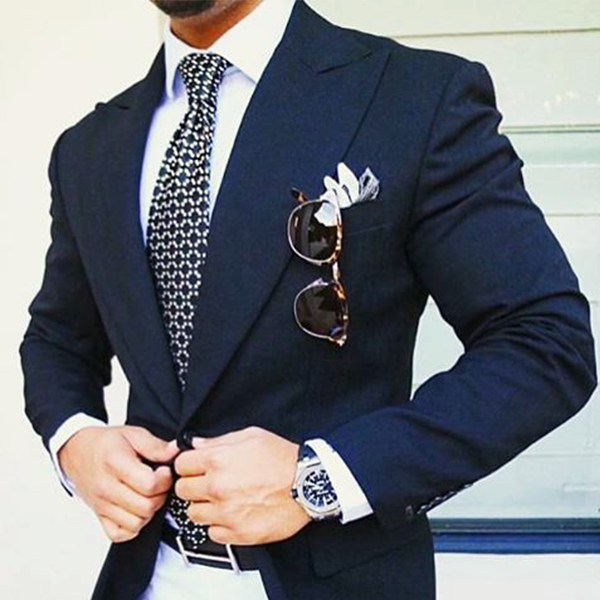 Navy Blue Jacket with White Trousers