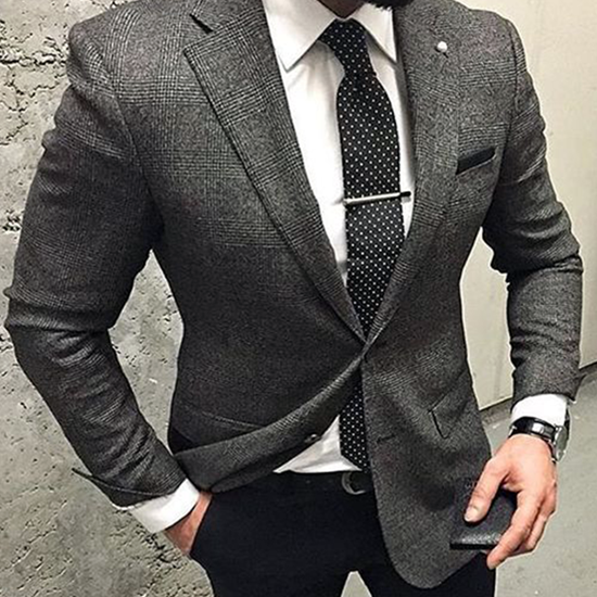 Picture of Charcoal grey jacket with black trousers