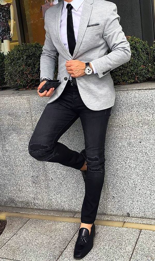 What color suit jacket goes with black pants? - Quora