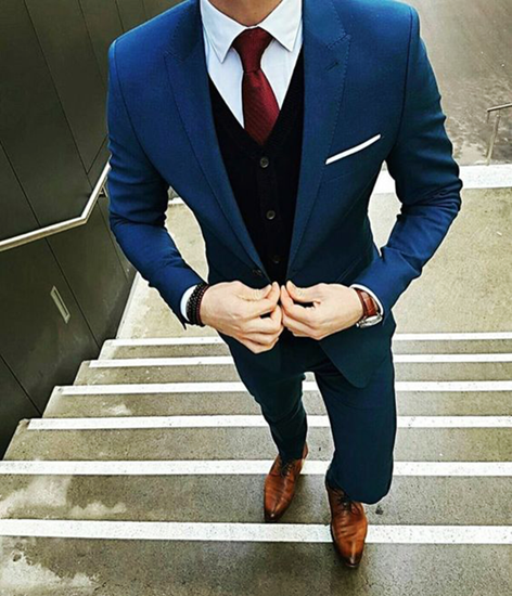 Navy blue clearance suit with waistcoat