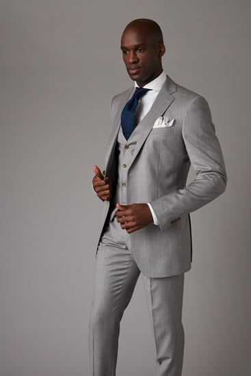 Light grey three-piece suit