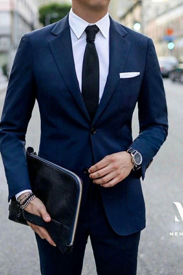 Navy Single Breasted Two-piece Suit