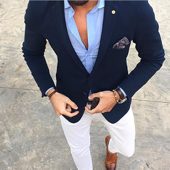 Navy blue single-breasted jacket with 