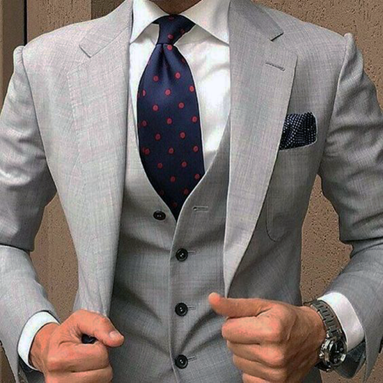 3 piece light gray suit