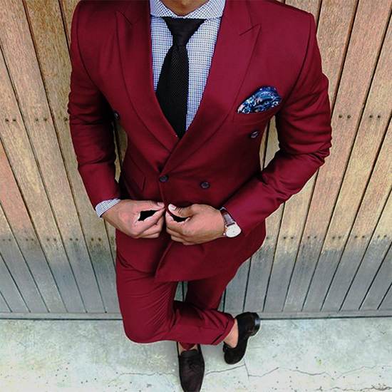 maroon double breasted suit